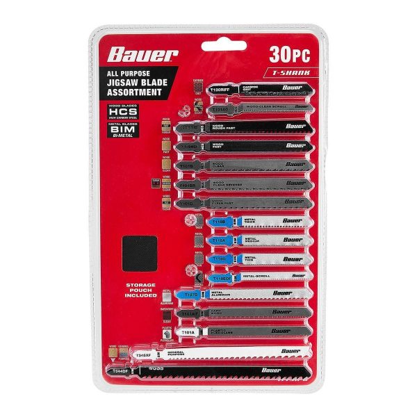 BAUER - T-Shank General-Purpose Jig Saw Blade Set, 30-Piece - 64071 - Imagen 3