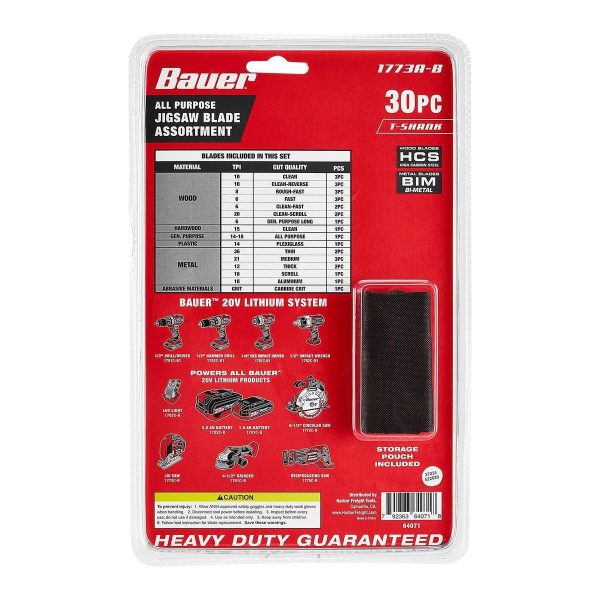 BAUER - T-Shank General-Purpose Jig Saw Blade Set, 30-Piece - 64071 - Imagen 4