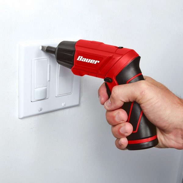 BAUER - 4V Inalámbrico, Destornillador de 1/4 pulgada con Linterna Integrada Kit con 4 Inserciones y Cargador de Pared - 64313 - Imagen 10