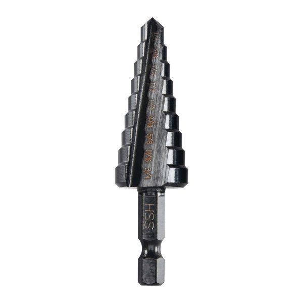 BAUER - Broca Escalonada #3 de Óxido Negro de 1/4 a 3/4 Pulgadas (9 Pasos) - 64667