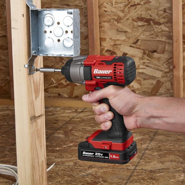 BAUER - 20V Inalámbrico, Kit de Destornillador de Impacto Compacto de 1/4 pulg. Hex con Batería de 1.5 Ah y Cargador - 64755 - Imagen 6