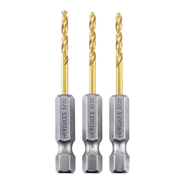 HERCULES - 3/32 in. Impact-Rated Hex Shank Titanium Drill Bit Set, 3-Piece - 64887 - Imagen 2