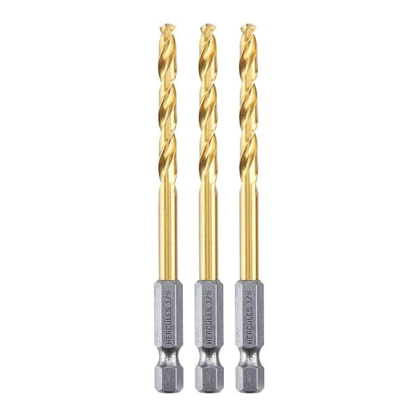 HERCULES - 3/16 in. Impact-Rated Hex Shank Titanium Drill Bit Set, 3-Piece - 64888 - Imagen 2