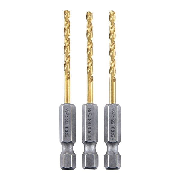 HERCULES - 7/64 in. Impact-Rated Hex Shank Titanium Drill Bit Set, 3-Piece - 64890 - Imagen 2