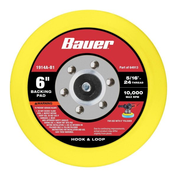 BAUER - 6 in. Hook-and-Loop Backing Pad for Dual-Action and Random Orbit Polishers - 64913
