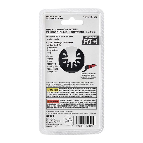 BAUER - Hoja de corte de inmersión y rasurado de acero al alto carbono de 1-3/8 pulgadas para herramientas oscilantes multiusos - 64949 - Imagen 5