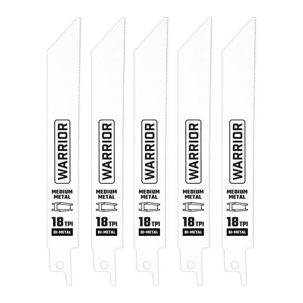 WARRIOR - 6 in., 18 TPI Metal-Cutting Bi-Metal Reciprocating Saw Blades, 5-Pack - 68034 - Imagen 2