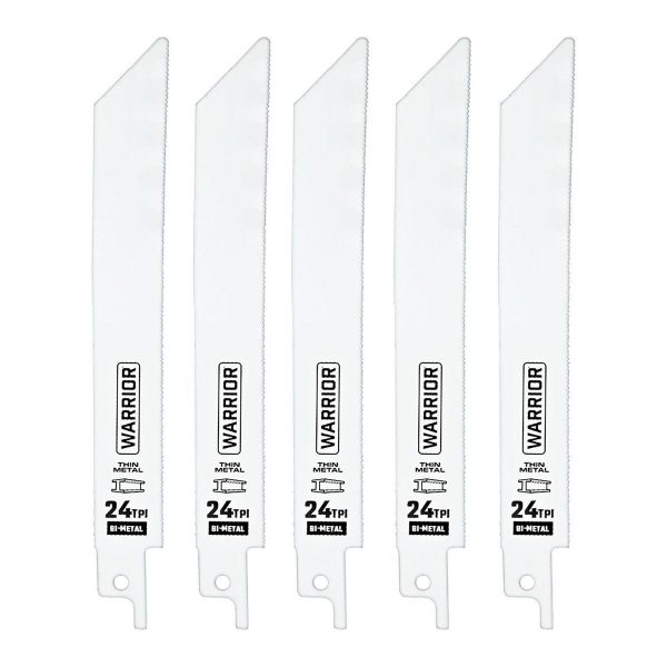 WARRIOR - 6 in., 24 TPI Metal-Cutting Bi-Metal Reciprocating Saw Blades, 5-Pack - 68035