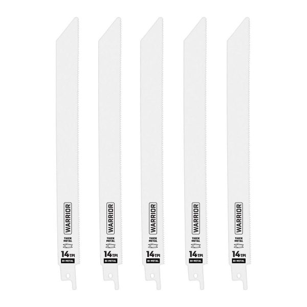 WARRIOR - 9 in., 14 TPI Metal-Cutting Bi-Metal Reciprocating Saw Blades, 5-Pack - 68038