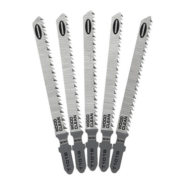 WARRIOR - 10 TPI T-Shank Clean Wood Jig Saw Blades, 5-Pack - 68069