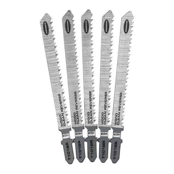 WARRIOR - 4 in., 10 TPI T-Shank Reverse Jig Saw Blades for Clean Wood Cutting, 5-Pack - 68070