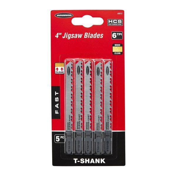 WARRIOR - 6 TPI T-Shank Clean Wood Jig Saw Blades, 5-Pack - 68072 - Imagen 3