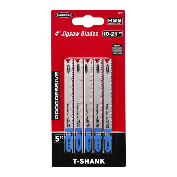 WARRIOR - 10 TPI T-Shank General-Purpose Metal High-Speed Steel Jig Saw Blades, 5-Pack - 68079 - Imagen 3