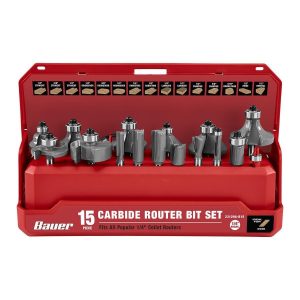 BAUER - Carbide Router Bit Set, 15-Piece - 59555