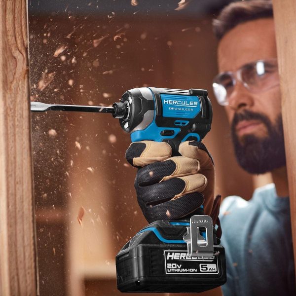 HERCULES - 20V Brushless Cordless, 1/4 in. Compact, 3-Speed Impact Driver Kit with 2 Ah Battery and Charger - 70068 - Imagen 8