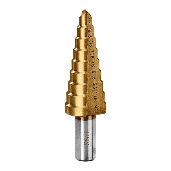 WARRIOR - Broca Escalonada de Titanio de 1/4 a 3/4 Pulgadas (9 Pasos) - 70721