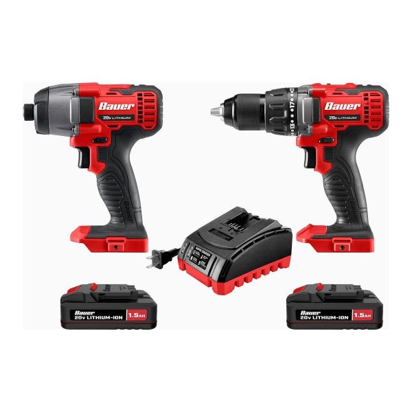 BAUER - 20V, Kit de Taladro y Impacto Inalámbrico de 2 Herramientas con (2) Baterías de 1.5 Ah y Cargador - 70933 - Imagen 4