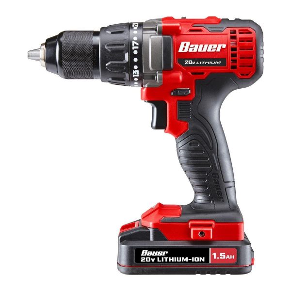 BAUER - 20V, Kit de Taladro y Impacto Inalámbrico de 2 Herramientas con (2) Baterías de 1.5 Ah y Cargador - 70933 - Imagen 6