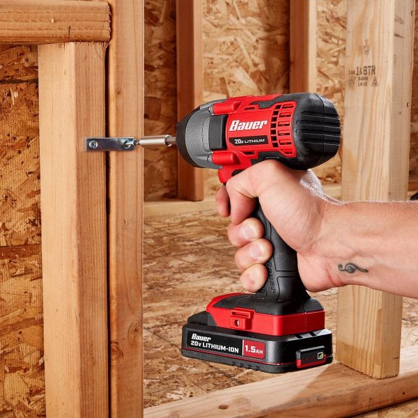 BAUER - 20V, Kit de Taladro y Impacto Inalámbrico de 2 Herramientas con (2) Baterías de 1.5 Ah y Cargador - 70933 - Imagen 7