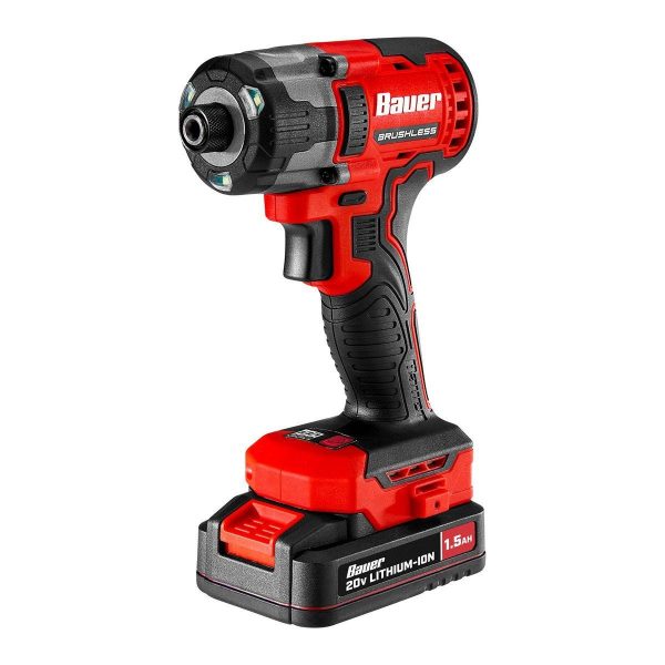 BAUER - 20V Brushless Cordless, 1/4 in. Hex, 3-Speed Impact Driver Kit with 1.5 Ah Battery and Charger - 70951 - Imagen 3