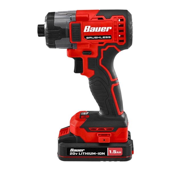 BAUER - 20V Brushless Cordless, 1/4 in. Hex, 3-Speed Impact Driver Kit with 1.5 Ah Battery and Charger - 70951 - Imagen 4