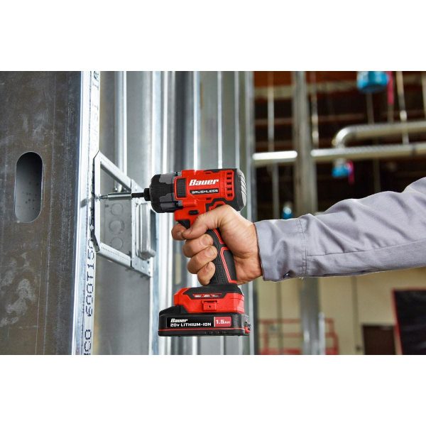 BAUER - 20V Brushless Cordless, 1/4 in. Hex, 3-Speed Impact Driver Kit with 1.5 Ah Battery and Charger - 70951 - Imagen 7
