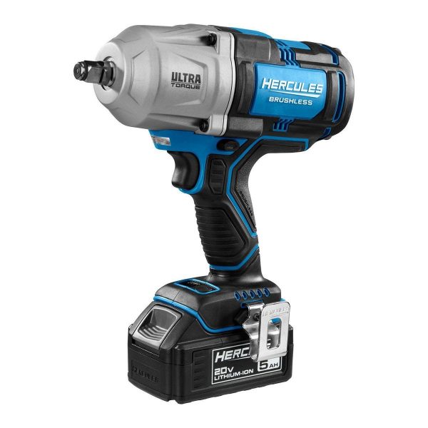 HERCULES - Llave de impacto inalámbrica sin escobillas de 20V, 1/2 pulgada, kit de torque ultra con batería de 5 Ah y cargador - 70954 - Imagen 3