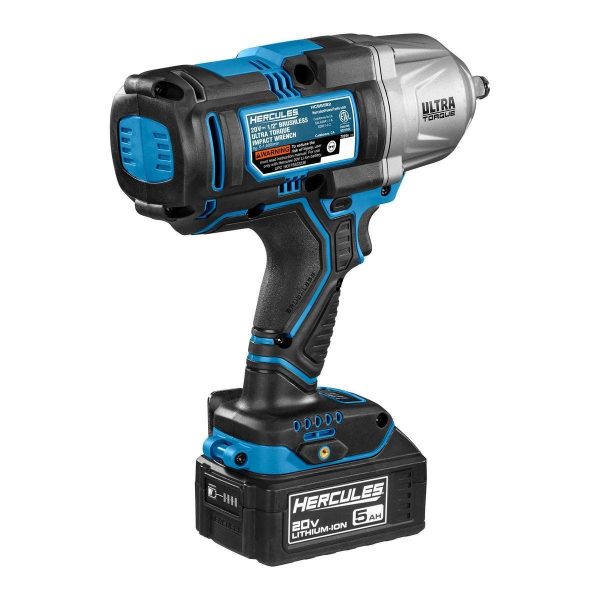 HERCULES - Llave de impacto inalámbrica sin escobillas de 20V, 1/2 pulgada, kit de torque ultra con batería de 5 Ah y cargador - 70954 - Imagen 6