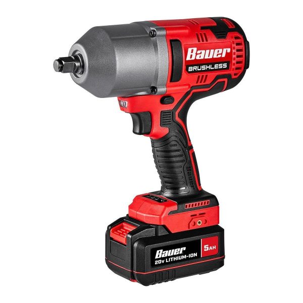 BAUER - Llave de Impacto Inalámbrica Brushless 20V 1/2 pulgada de Alto Torque con Batería 5 Ah y Cargador - 70960 - Imagen 4