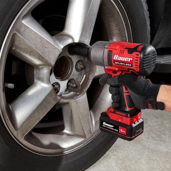 BAUER - Llave de Impacto Inalámbrica Brushless 20V 1/2 pulgada de Alto Torque con Batería 5 Ah y Cargador - 70960 - Imagen 5