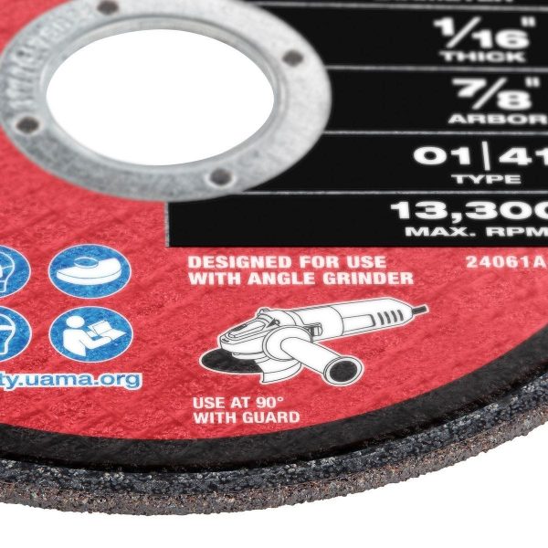 BAUER - 4-1/2 in. x 1/16 in. x 7/8 in., Type 01/41 Masonry Cut-Off Wheel, 10-Pack - 71051 - Imagen 5