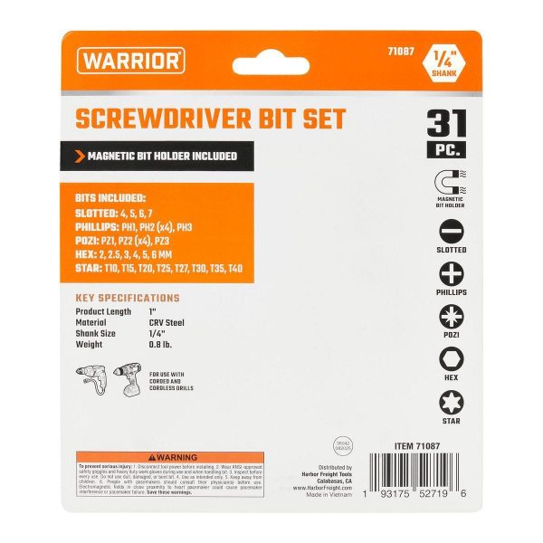 WARRIOR - Screwdriver Bit Set, 31-Piece - 71087 - Imagen 6