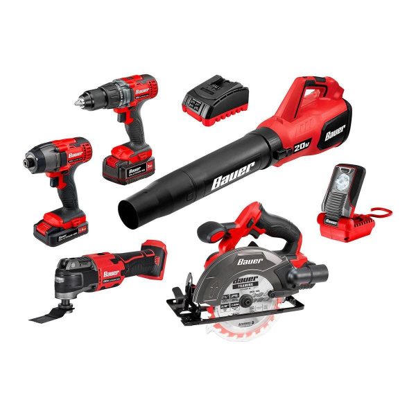 BAUER - Kit de 6 Herramientas Inalámbricas de 20V con Batería de 3 Ah, Batería de 1.5 Ah y Cargador - 71292 - Imagen 3