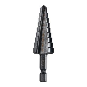 BAUER - Broca Escalonada #3 de Óxido Negro de 1/4 a 3/4 Pulgadas (9 Pasos) - 64667