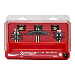 BAUER - Carbide Tip Doormaker Router Bit Set, 3-Piece - 59775