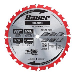 BAUER - 10 in., 24T Framing Circular Saw Blade - 57967