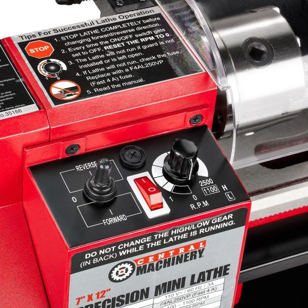 CENTRAL MACHINERY - 7 in. x 12 in. Precision Benchtop Mini Lathe - 93799 - Imagen 8