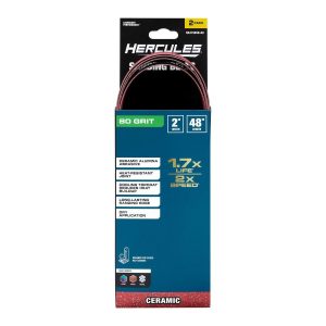 HERCULES - 2 in. x 48 in., 80-Grit Sanding Belts with Ceramic Alumina Grain, 2-Pack - 70637