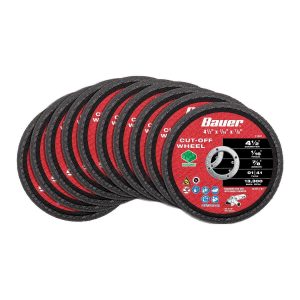 BAUER - 4-1/2 in. x 1/16 in. x 7/8 in., Type 01/41 Masonry Cut-Off Wheel, 10-Pack - 71051