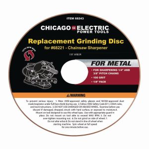 CHICAGO ELECTRIC POWER TOOLS - 4-1/4 in. Aluminum Oxide Grinding Disc for Chain Saw Sharpener - 68243