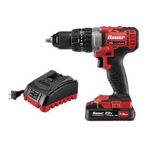 BAUER - 20V Inalámbrico, Taladro/Atornillador Percutor de 1/2 pulgada con Batería 1.5 Ah y Cargador - 64756