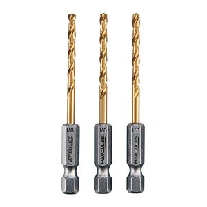 HERCULES - 1/8 in. Impact-Rated Hex Shank Titanium Drill Bit Set, 3-Piece - 64889
