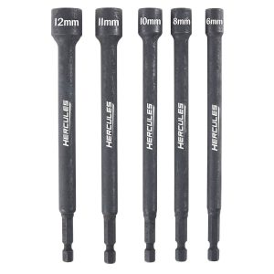 HERCULES - 6 in. Impact-Rated Magnetic Metric Nut Setters, 5-Piece - 64773
