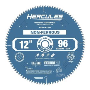HERCULES - 12 in., 96T Laminate/Plastics/Nonferrous Metal-Cutting Miter Saw Blade - 56331