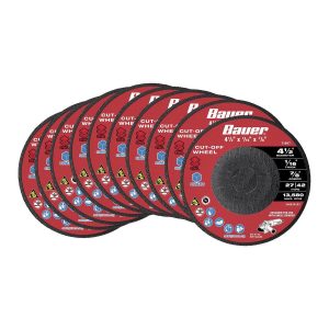 BAUER - 4-1/2 in. x 1/16 in. x 7/8 in., Type 27/42 Metal Cut-Off Wheels, 10-Pack - 71007