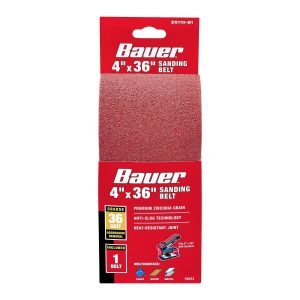 BAUER - 4 in. x 36 in., 36-Grit Sanding Belt with Zirconia Alumina Grain - 70653