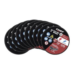 CHIEF - 3 in. x 1/32 in. x 3/8 in. Type 01/41 Cut-Off Wheels, 10-Pack - 57156