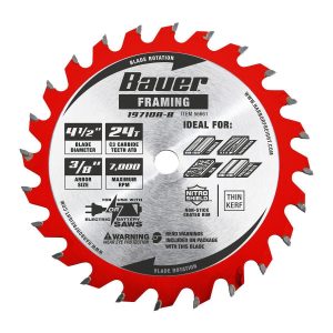 BAUER - 4-1/2 in., 24T Framing Circular Saw Blade - 56661