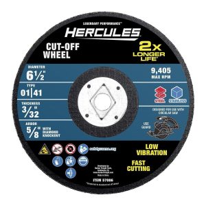 HERCULES - 6-1/2 in. x 3/32 in. x 5/8 in., Type 01/41 Metal Cut-Off Wheel - 57086