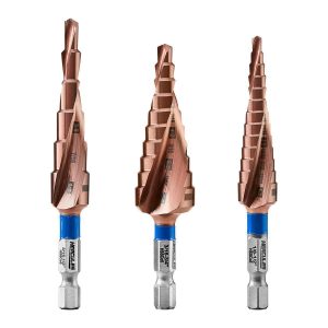 HERCULES - 1/8 in. to 3/4 in. #1 Cobalt Step Drill Bit (13-Steps), #2 (6-Steps), and #3 (10-Steps) - 70760